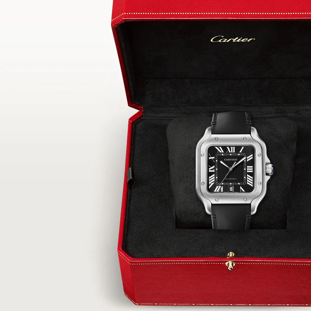 Cartier Santos Stainless Steel Chronograph Watch Black Dial