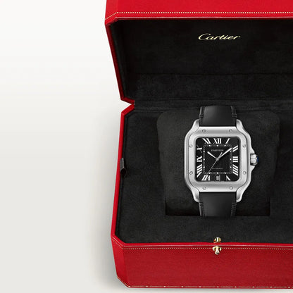 Cartier Santos Stainless Steel Chronograph Watch Black Dial