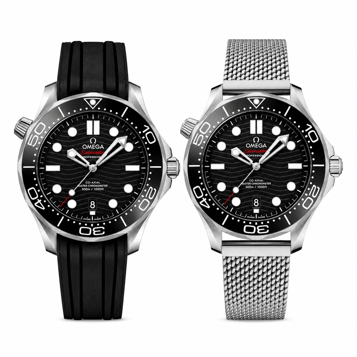 Omega 2-Armband-Set – Milanaise-Stahl & Kautschuk