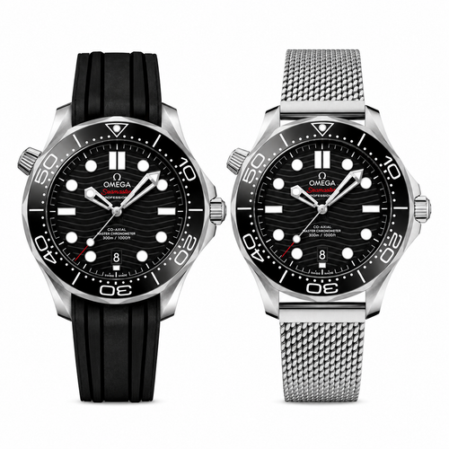 Set Omega 2 bracelets – Acier Milanais et Caoutchouc