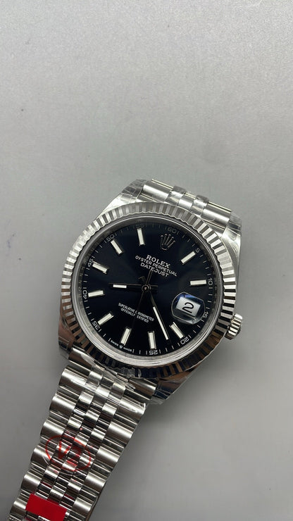 Rolex Datejust 41 – Cadran noir VSF SUPER CLONE – 126334 – Lunette cannelée – Bracelet Jubilé