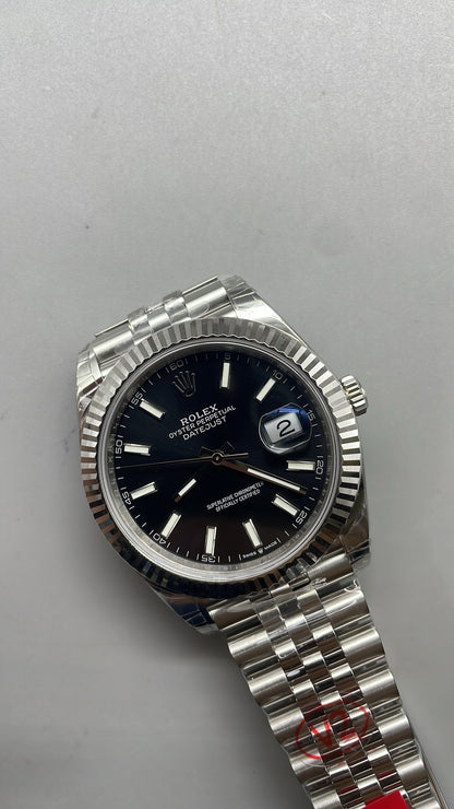 Rolex Datejust 41 – Cadran noir VSF SUPER CLONE – 126334 – Lunette cannelée – Bracelet Jubilé