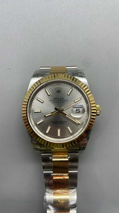 Rolex Datejust 41 – Cadran argenté VSF SUPER CLONE – 126333 – Lunette cannelée – Bracelet Oyster