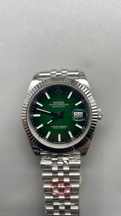 Rolex Datejust 41 – Cadran vert VSF SUPER CLONE – 126334 – Lunette cannelée – Bracelet Jubilé