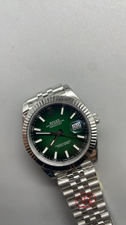 Rolex Datejust 41 – Cadran vert VSF SUPER CLONE – 126334 – Lunette cannelée – Bracelet Jubilé