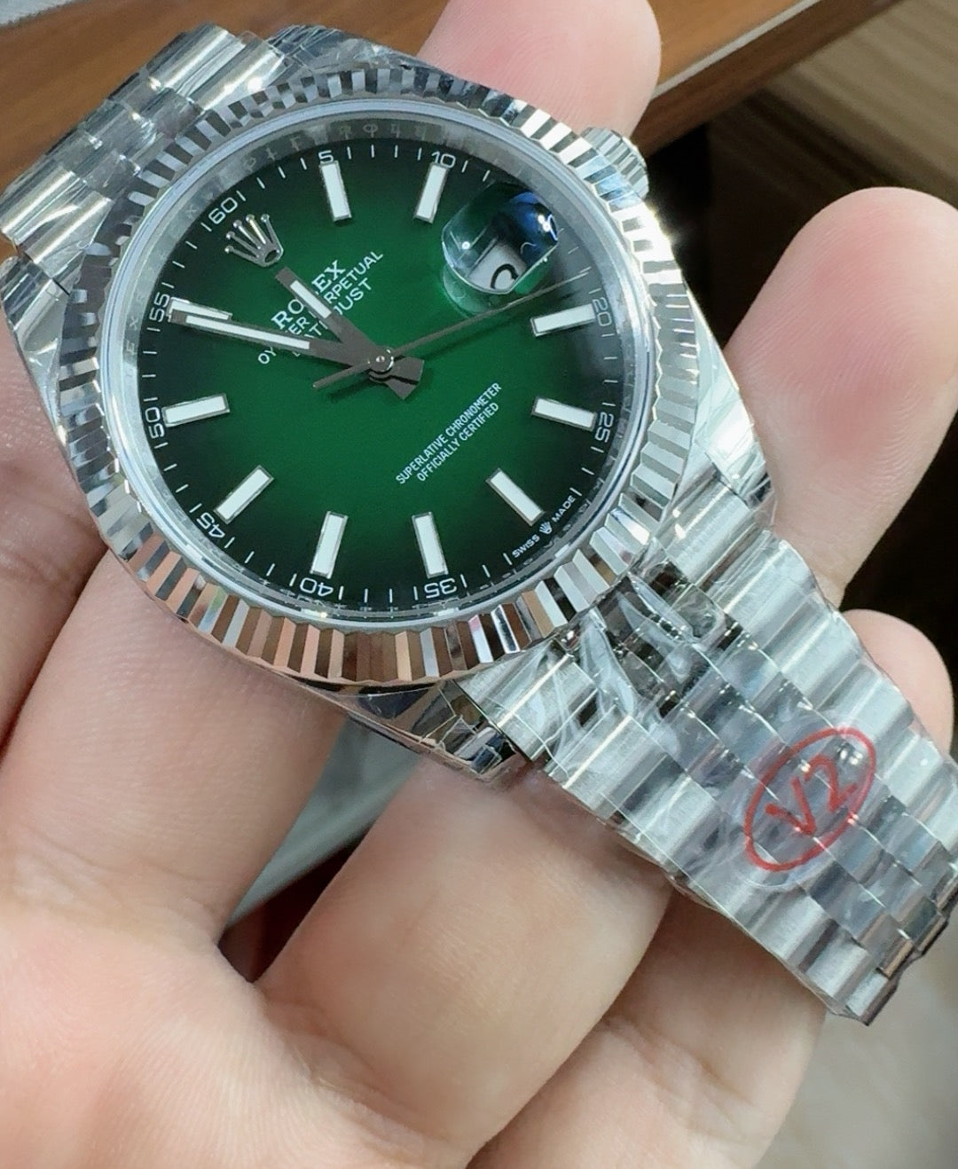 Rolex Datejust 41 – Cadran vert VSF SUPER CLONE – 126334 – Lunette cannelée – Bracelet Jubilé