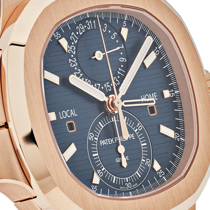 Patek Philippe Nautilus 3285 V3 – 5990/1R-001 Chronographe Flyback Heure Universelle Or Rose Cadran Bleu (2025)