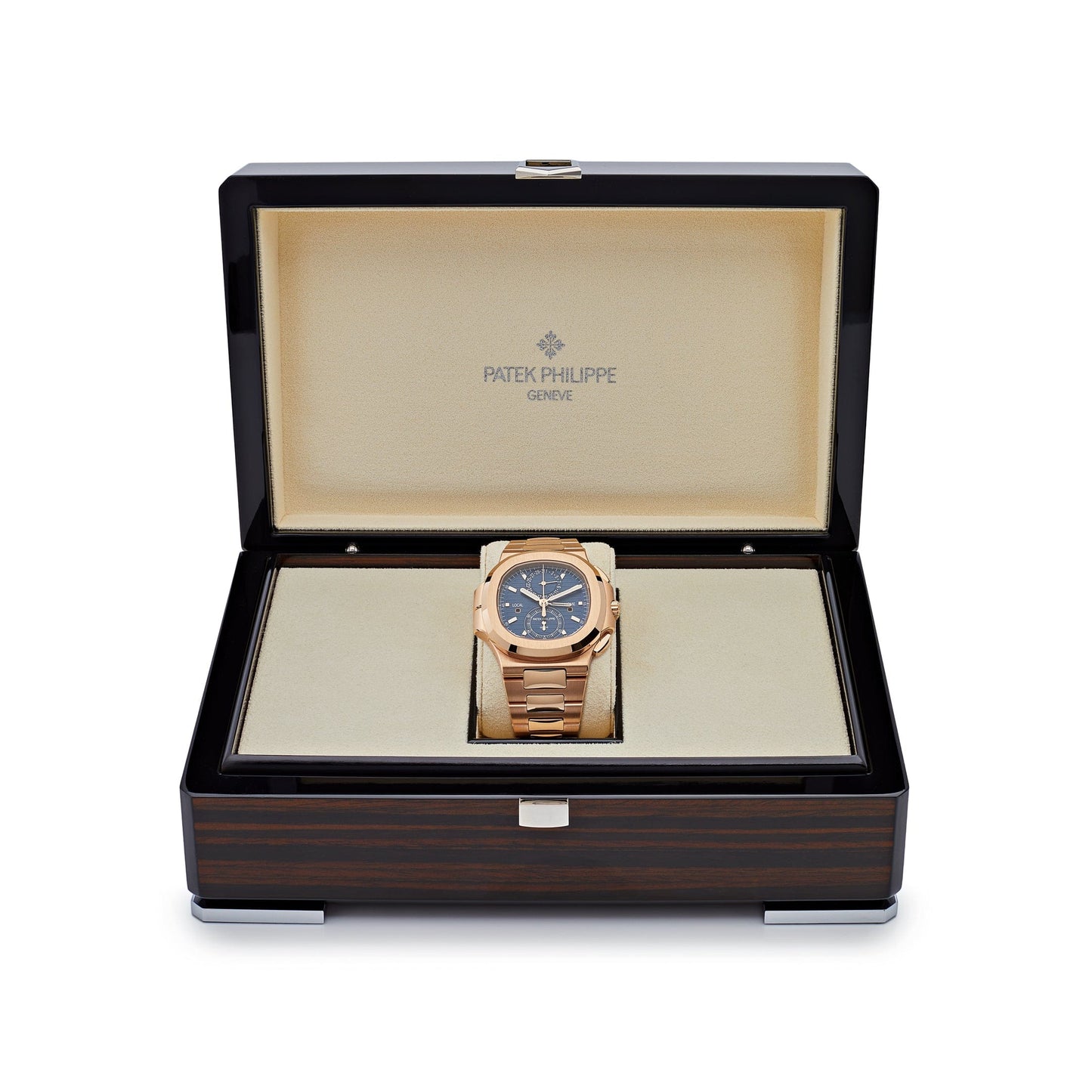 Patek Philippe Nautilus 3285 V3 – 5990/1R-001 Chronographe Flyback Heure Universelle Or Rose Cadran Bleu (2025)