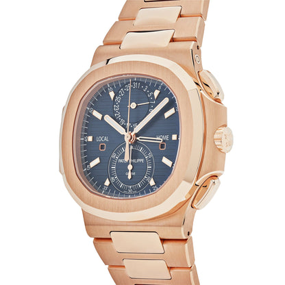 Patek Philippe Nautilus 3285 V3 – 5990/1R-001 Chronographe Flyback Heure Universelle Or Rose Cadran Bleu (2025)