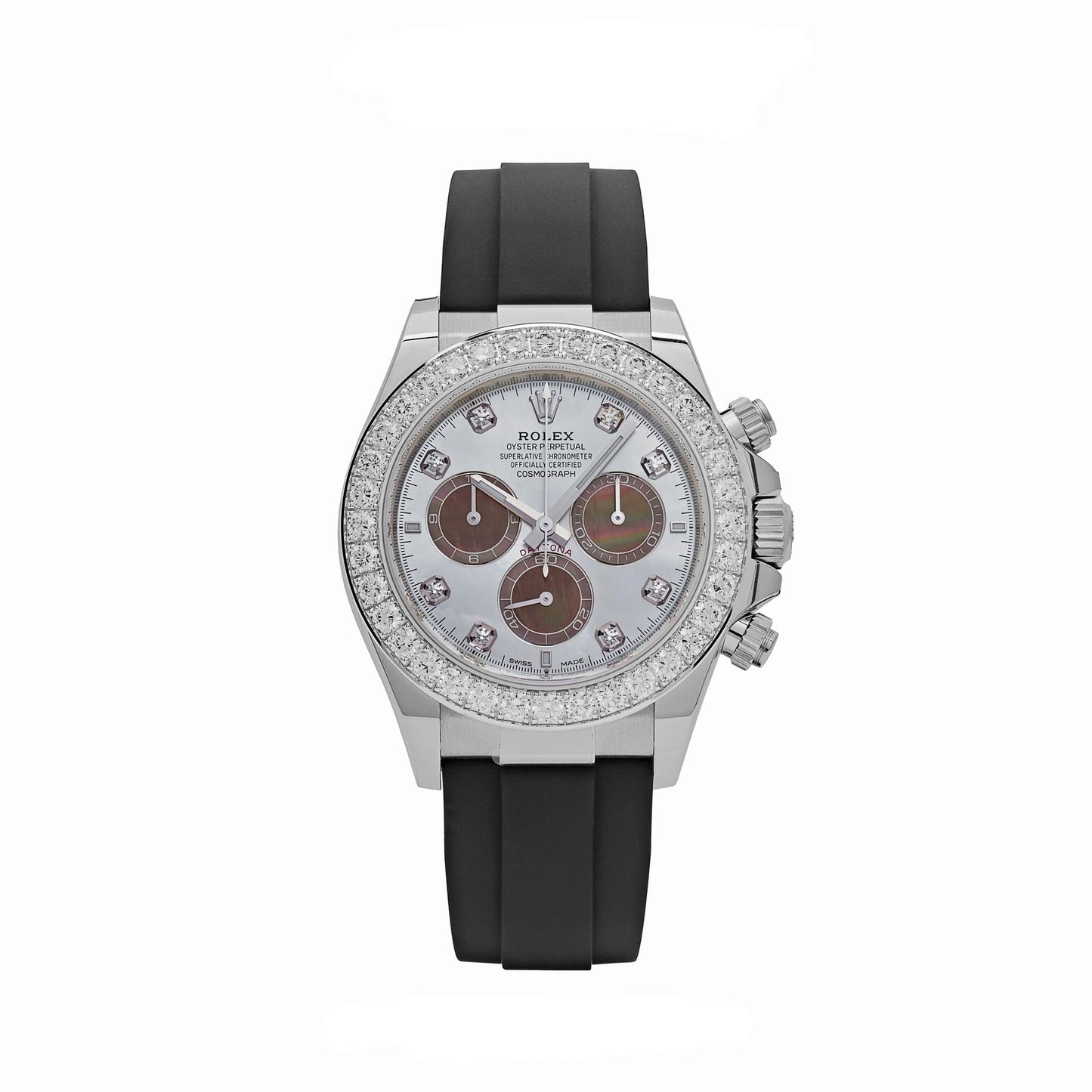 Rolex Daytona 126589RBR Or Blanc Cadran Nacre Diamants Lunette Diamants