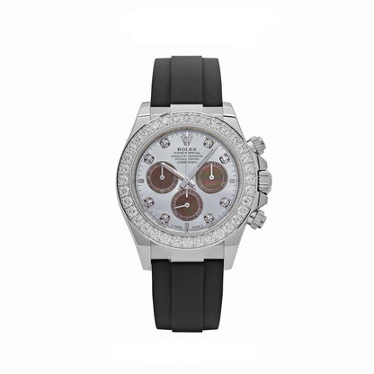 Rolex Daytona 126589RBR Or Blanc Cadran Nacre Diamants Lunette Diamants