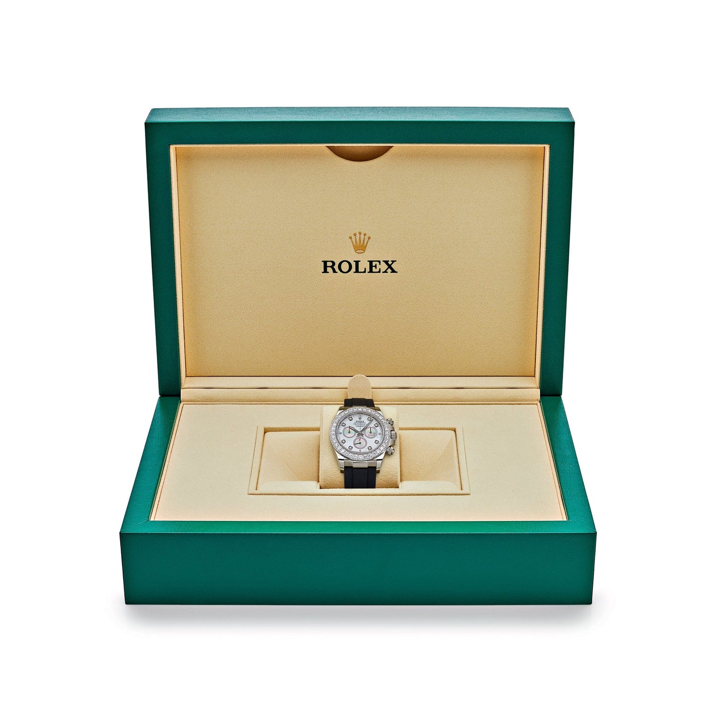 Rolex Daytona 126589RBR Or Blanc Cadran Nacre Diamants Lunette Diamants