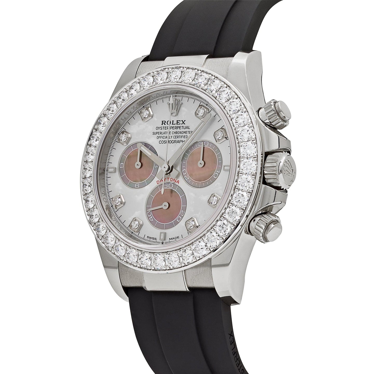 Rolex Daytona 126589RBR Or Blanc Cadran Nacre Diamants Lunette Diamants