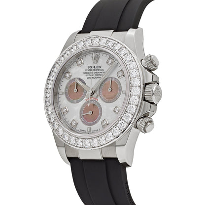 Rolex Daytona 126589RBR Or Blanc Cadran Nacre Diamants Lunette Diamants